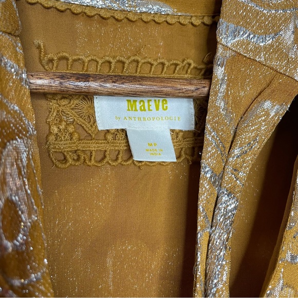 Anthropologie Maeve gold flounce skirt dress petite M - Picture 12 of 14